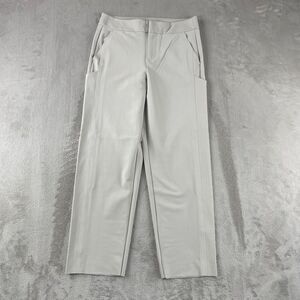 Athleta Stellar Straight Crop Trouser Pants Women 8 Beige Wide Leg Travel Active